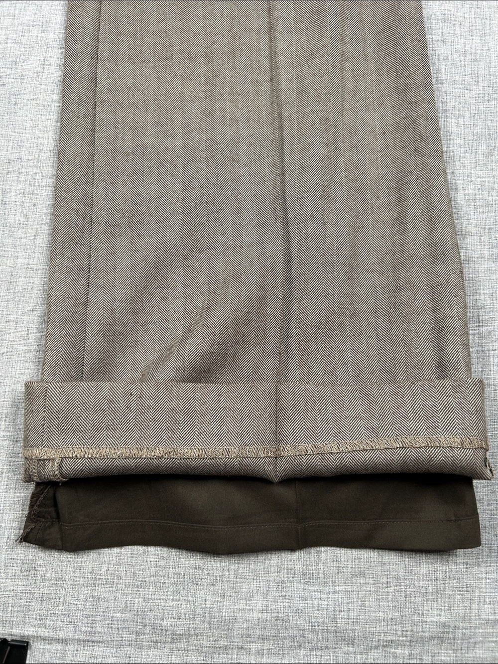 Banana Republic Martin Fit 12R Wool Herringbone Wide Leg Trouser Pants Brown - Picture 6 of 13